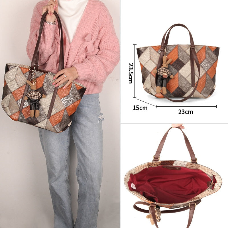 2pcs Set Vintage Women Handbags Genuine Leather