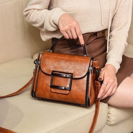 Women Small Vintage Leather Handbag
