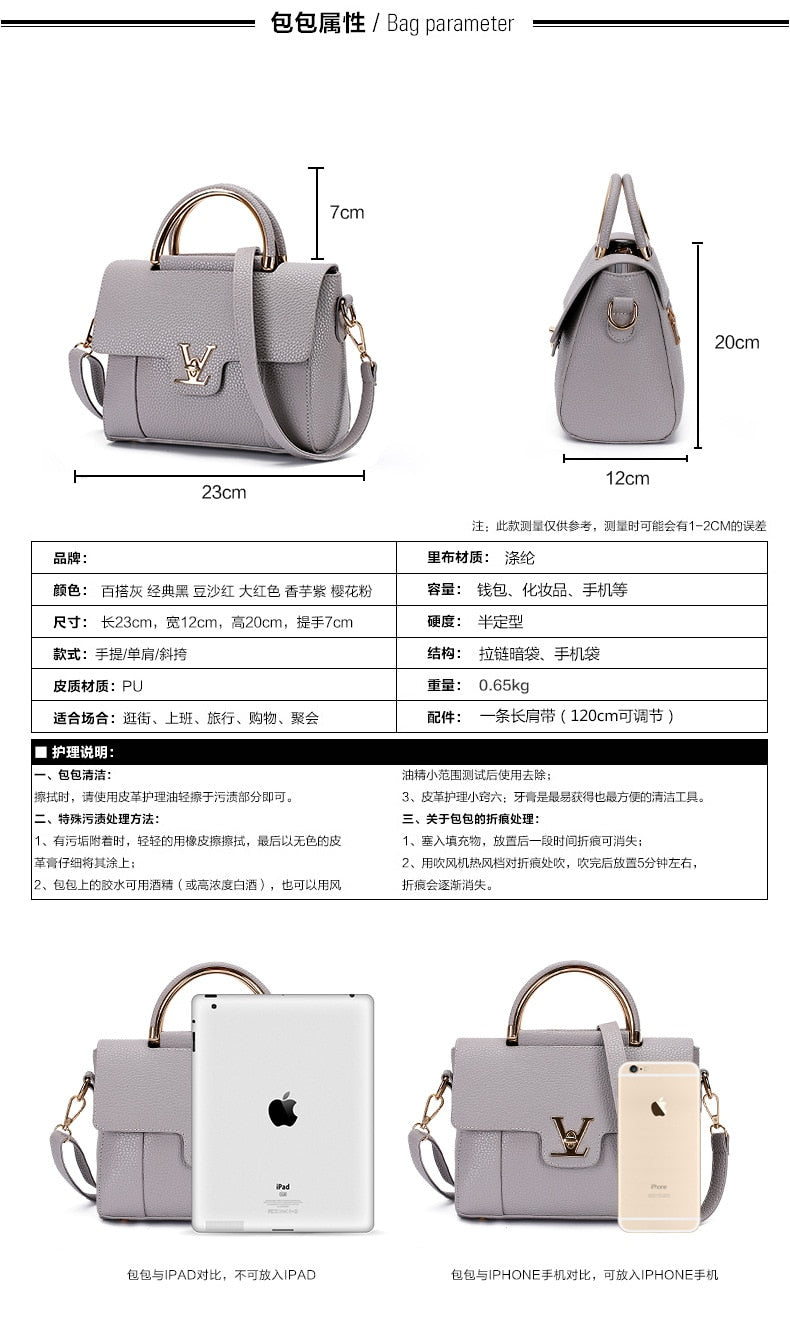 Soft PU Leather Shoulder Handbags